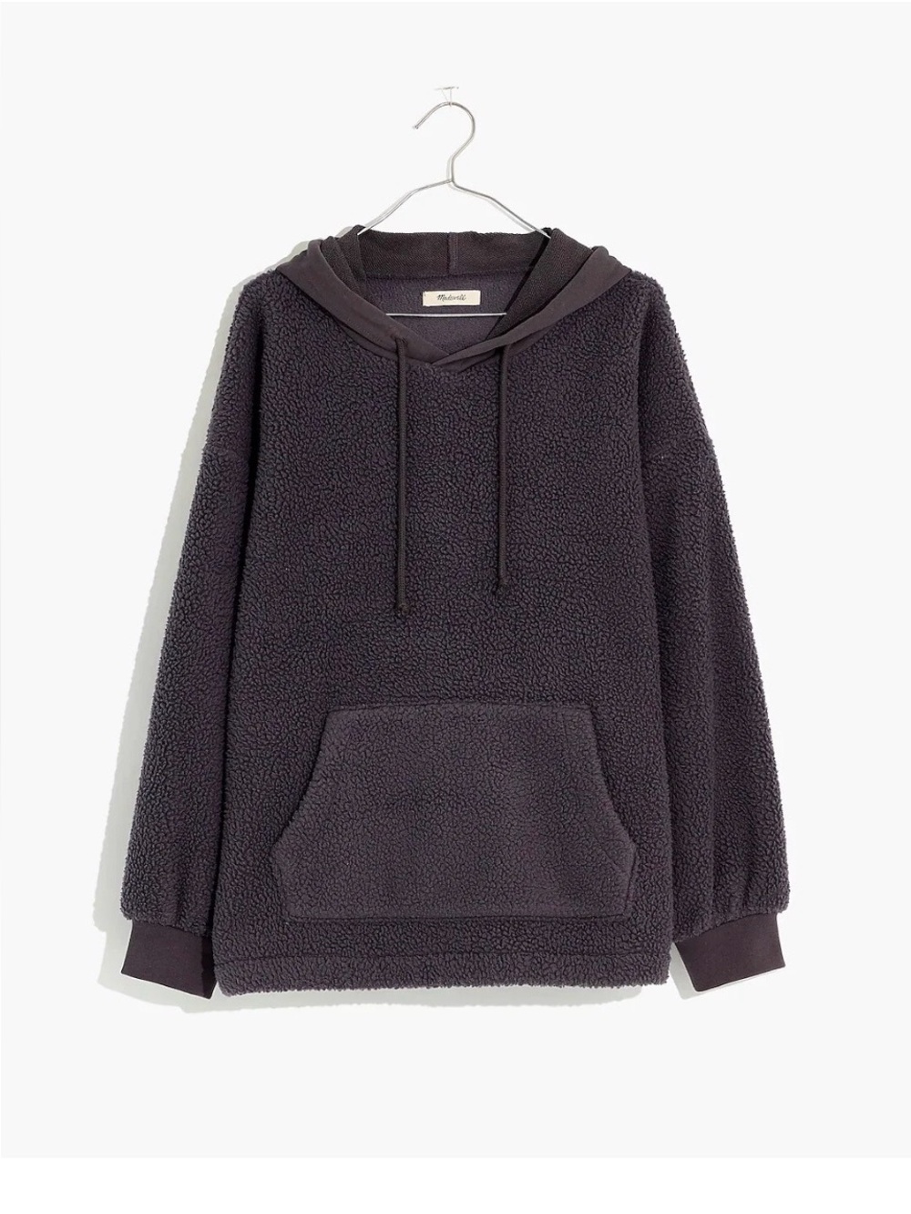 Madewell (Re)sourced Fleece Bubble-Sleeve Hoodie Oversized Size Medium Charcoal